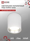 Светильник потолочный НПБ ЦИЛИНДР GX53-CH/WH под лампу GX53 95х80мм белый/хром IN HOME, Светильники точечные накладные