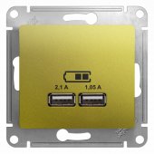 Розетка USB 2100 мА Glossa SE фисташковая, USB розетки