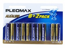 Батарейки АА Pleomax LR6-8+2BL (10шт), Алкалиновые батарейки