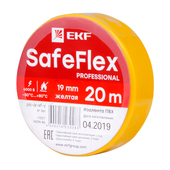 Изолента ПВХ желтая 19мм 20м серии SafeFlex EKF, Изолента и скотч