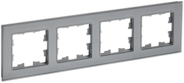Рамка четырехместная BRITE IEK стекло серая, Рамки и аксессуары