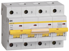 Автоматический выключатель ВА47-100 4P 16А 10кА характеристика С IEK, Автоматические выключатели модульные