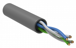 ITK Витая пара U/UTP кат.5E 2х2х24AWG PVC серый (500м), витая пара не экранированный кабель