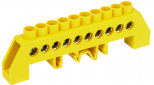 Шина PE "земля" в комб DIN-изол"Стойка" ШНИ-8х12-10-КС-Ж IEK, Шины нулевые