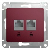 Розетка двойная компьютерная RJ45+RJ45 Glossa SE баклажан, Компьютерные розетки