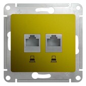 Розетка двойная компьютерная RJ45+RJ45 Glossa SE фисташковая, Компьютерные розетки