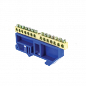 Шина EKF "N"нулевая 6х9мм 14 отверстий с изолятором на DIN-рейку, Шины нулевые