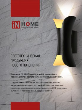 Светильник уличный светодиодный ДБУ TWIN-1030BL 10Вт 3000К IP54 черный IN HOME, Уличные светодиодные светильники