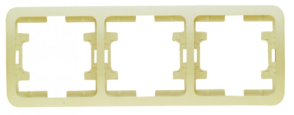 Рамка тройная МИМОЗА MAKEL горизонтальная крем, Рамки и аксессуары