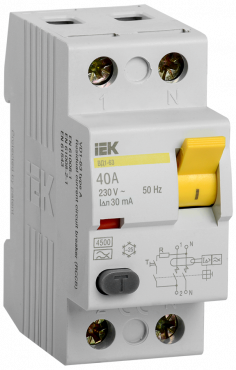 Устройство защитного отключения ВД1-63 2Р 40А 30мА IEK, Устройства защитного отключения