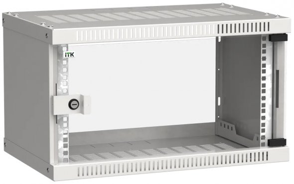 ITK Шкаф LINEA WE 6U 550x350мм дверь стекло серый, Шкафы телекоммуникационные настенные