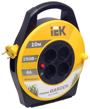 Катушка УК10 с т/з 4 места 2Р/10м 2х0,75 мм2 "Garden" IEK, Удлинители на катушке