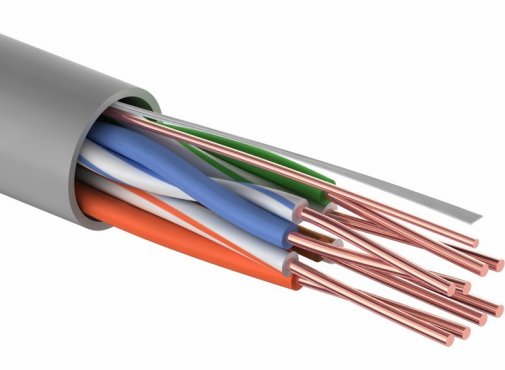 Кабель связи витая пара внутренний НЕ экранированный UTP 4PR 24AWG, CCA, CAT5e, PVC серый, бухта 305м PROconnect LIGHT, витая пара не экранированный кабель