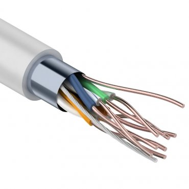 Кабель связи витая пара внутренний экранированный FTP 4PR 24AWG, CAT5e, бухта 305м REXANT, витая пара экранированный кабель