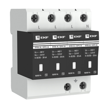 Ограничитель перенапряжения EKF PROxima ОПВ-B/4P In 30кА 400В, Ограничители импульсных напряжений