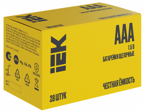 Батарейка щелочная Alkaline LR03/AAA (28шт/бокс) IEK, Алкалиновые батарейки