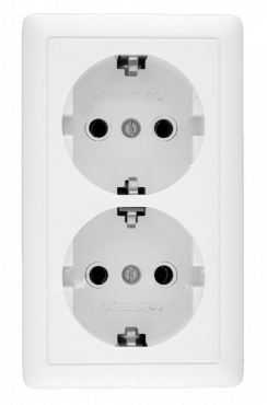 Розетка двойная ХИТ SE накладная с заземлением белая, Электрические розетки