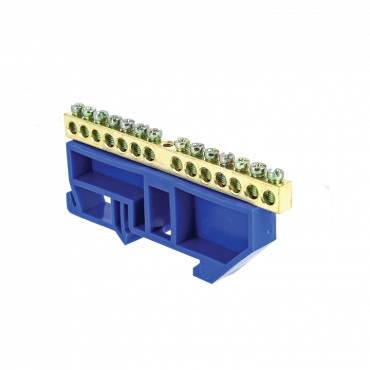 Шина EKF "N"нулевая 6х9мм 14 отверстий с изолятором на DIN-рейку, Шины нулевые